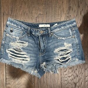 Kancan Blue Distressed Denim Shorts